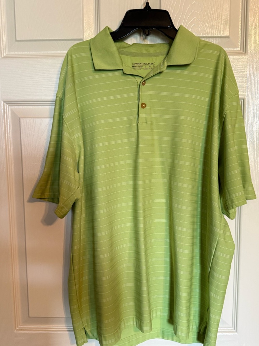 Nike Golf -Dry Fit- Light Green Striped Polo Shirt - Men's Large $26